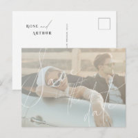 Minimalist Script Save The Date Invitation Postcar