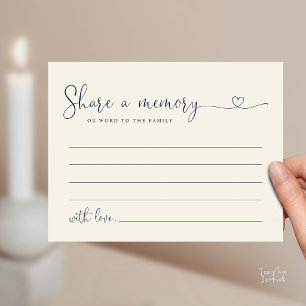 Minimalist Script Share a Memory Funeral Note Card