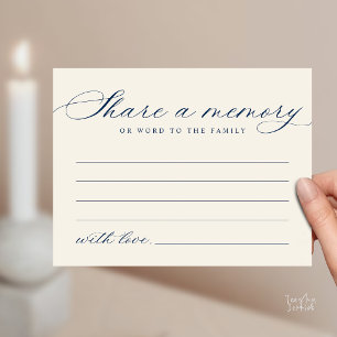 Minimalist Script Share a Memory Funeral Note Card