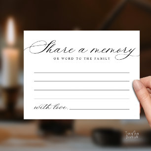Minimalist Script Share a Memory Funeral Note Card