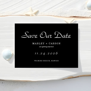 Minimalist Script Simple Black Wedding Save The Date