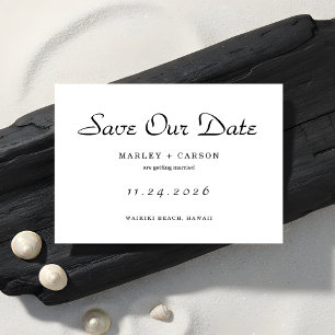 Minimalist Script Simple Clean Wedding Save The Date