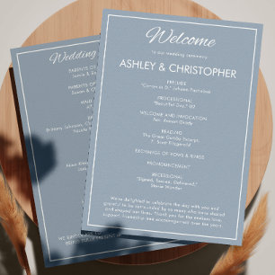 Minimalist Script Slate Grey Wedding Programme