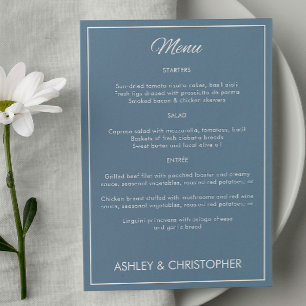 Minimalist Script Slate Grey Wedding Reception Menu