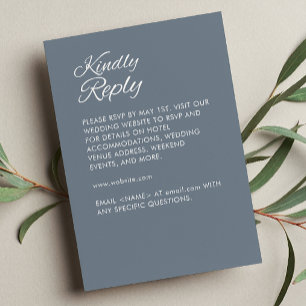Minimalist Script Slate Grey Wedding RSVP Card
