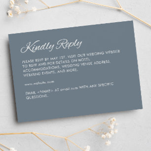 Minimalist Script Slate Grey Wedding RSVP Card