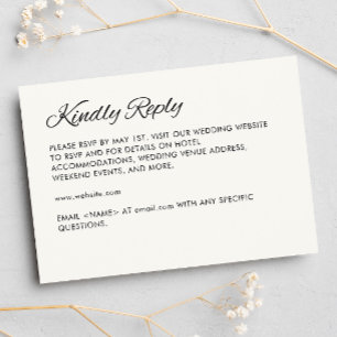 Minimalist Script Soft White Wedding RSVP Card