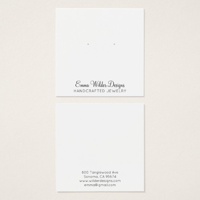 Minimalist Script Stud Earring Display Card (Front & Back)