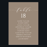 Minimalist Script Taupe Wedding Seating Plan Table Number<br><div class="desc">Customisable table number seating plan. It features a whimsical script and classic typography. Personalise by adding your own details. This minimalist table seating plan is perfect for any weddings,  baby showers,  bridal showers,  birthdays,  and so much more.</div>