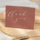 Minimalist Script Terracotta Bridal Shower Custom Thank You Card<br><div class="desc">Personalised Minimalist Terracotta Rose Boho Bridal Shower Folded Thank You Card</div>