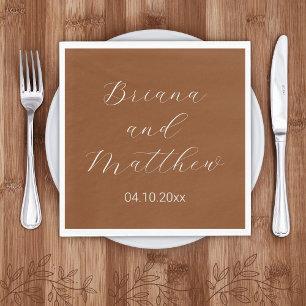 Minimalist Script Terracotta Wedding Napkin
