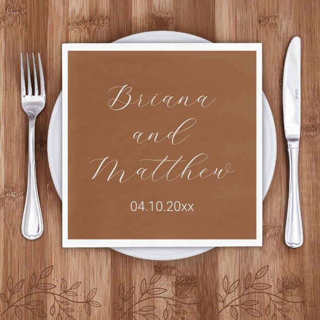 Minimalist Script Terracotta Wedding Napkin (Creator Uploaded)
