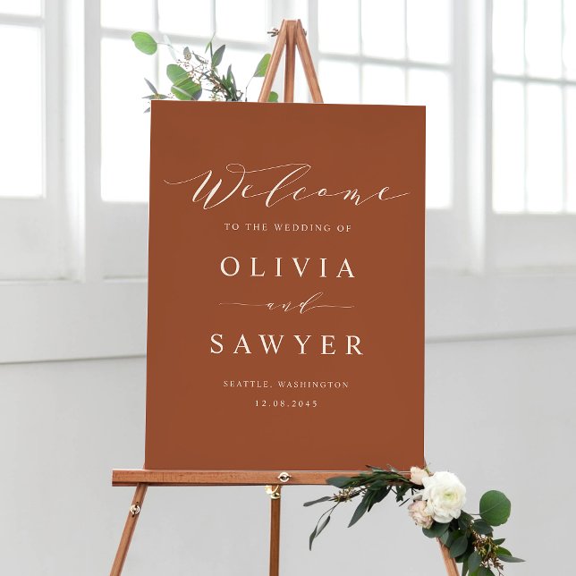 Minimalist Script Terracotta Wedding Welcome Poster (Creator Uploaded)
