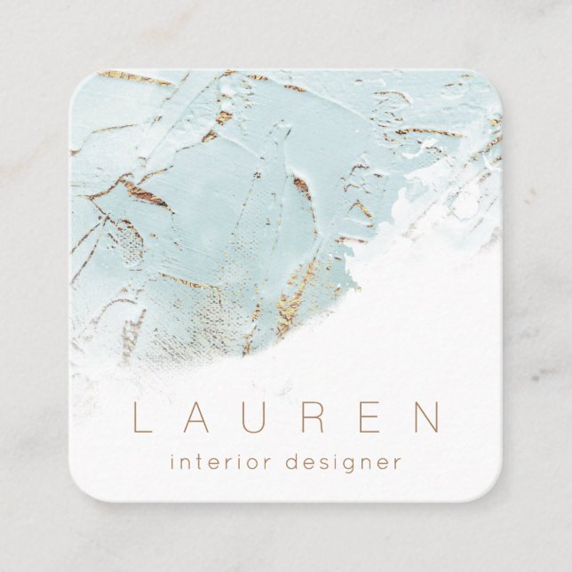 minimalist script textured blue gold Business Card (Front)