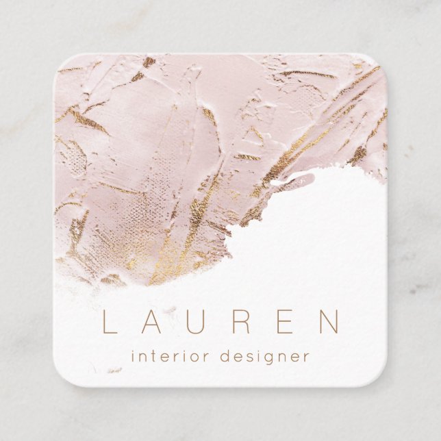 minimalist script textured rose gold Business Card (Front)