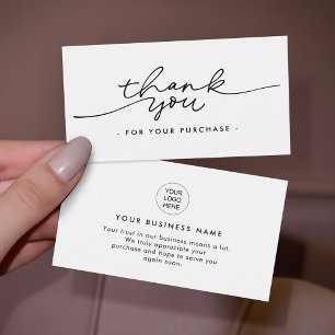 Minimalist Script Thank You Business insert Cards