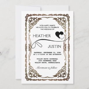 Minimalist Script Traditional Wedding Invitation