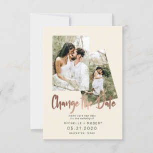 minimalist script two Photo Change The Date Invitation