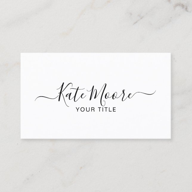 Minimalist Script Typeface Professional Business Card (Front)