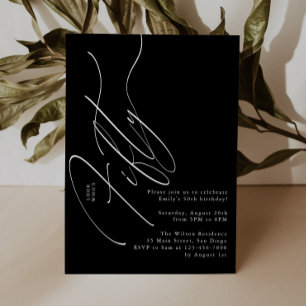 Minimalist Script Typography 50th Birthday Party Invitation