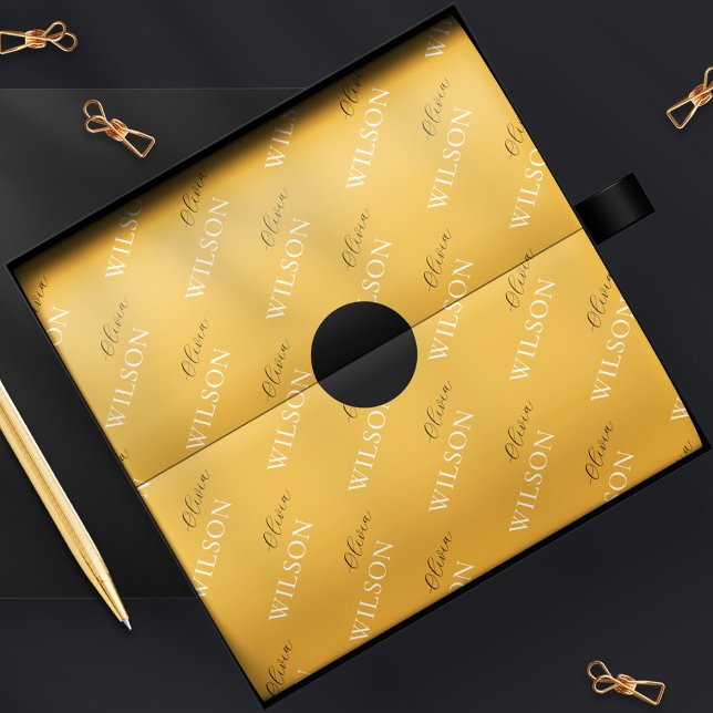Minimalist Script Typography Mustard Yellow Wrapping Paper (Creator Uploaded)