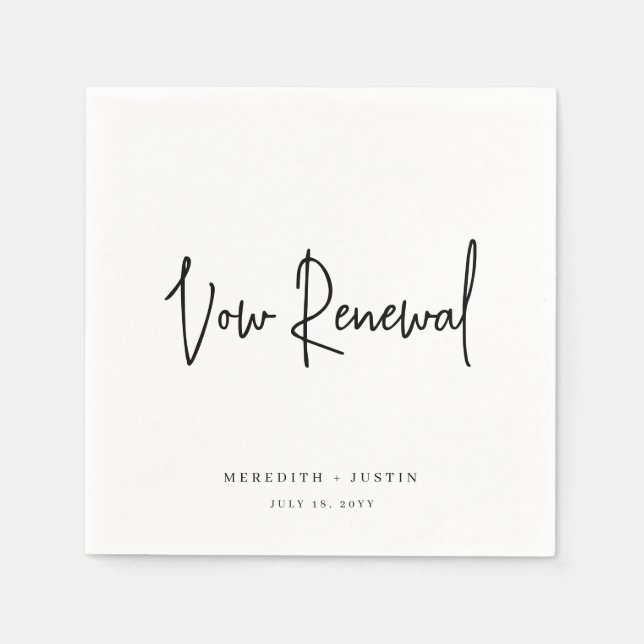 Minimalist Script Vow Renewal Party Napkin (Front)