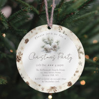 minimalist script, watercolor snowy pine cones