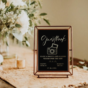 Minimalist script weddding photo guestbook sign