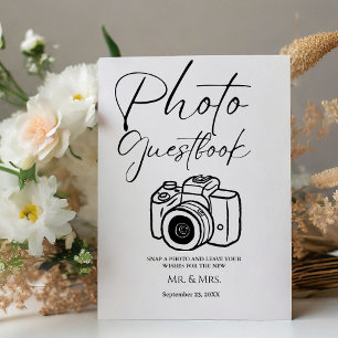 Minimalist script wedddingphoto guestbook sign