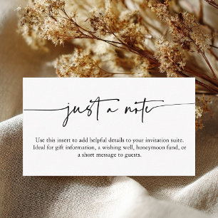 Minimalist Script Wedding Details Just a Note Enclosure Card