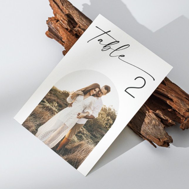 Minimalist Script Wedding | Elegant Arch Photo Table Number (Creator Uploaded)