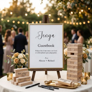 Minimalist script  wedding Jenga guestbook