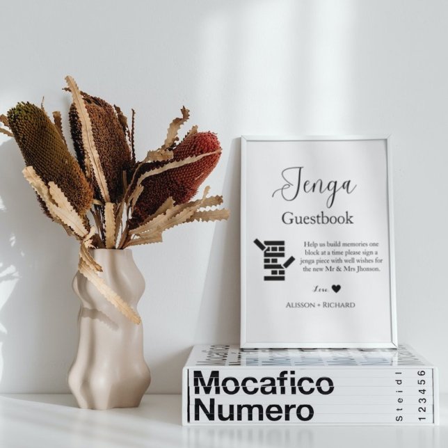 Minimalist script  wedding Jenga guestbook (Creator Uploaded)