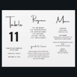 Minimalist Script Wedding Menu Program Trifold<br><div class="desc">Turn this paper sheet into a modern wedding tri-fold menu,  table number and program with information about the timeline,  things that are good to know,  food and bar menu. Simply fold,  tape the seam on the back and use this modern wedding stationery program for your wedding reception.</div>
