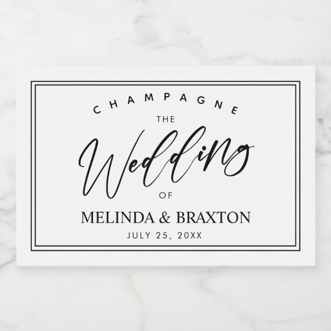 Minimalist Script Wedding Mini Sparkling Wine Label (Single Label)
