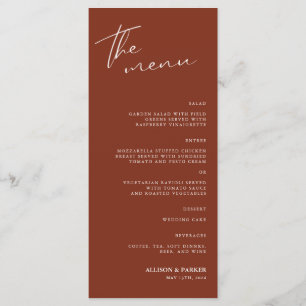 Minimalist Script Wedding Reception Menu