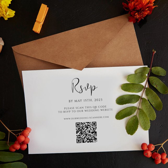Minimalist Script Wedding RSVP QR Card (Creator Uploaded)