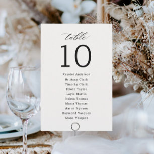 Minimalist Script Wedding Seating Chart Card
