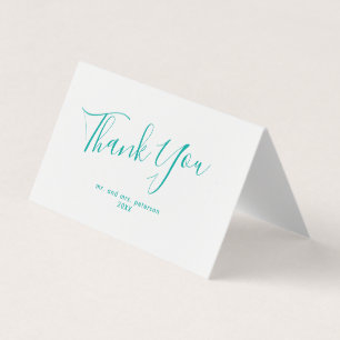 Minimalist Script Wedding Thank You Card Teal