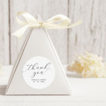 Minimalist Script Wedding Thank You Favour Classic Round Sticker<br><div class="desc">Minimalist Script Wedding Thank You Favour Classic Round Sticker. Personalise with your names and wedding date.</div>