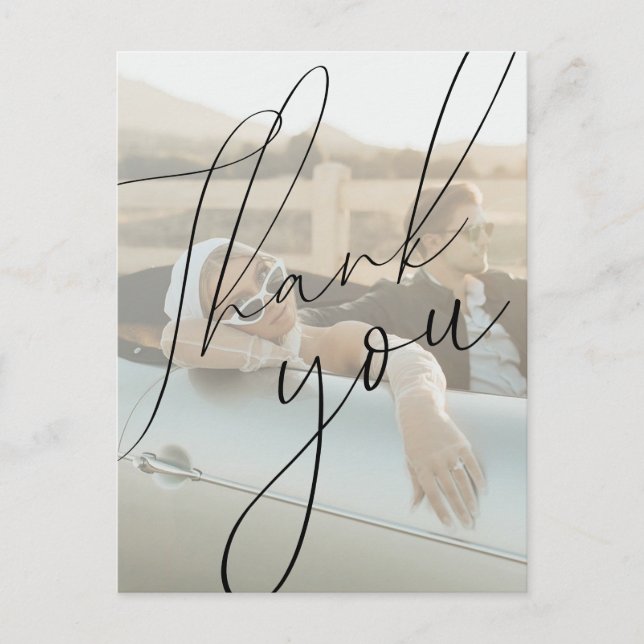 Minimalist Script Wedding Thank You Postcard (Front)