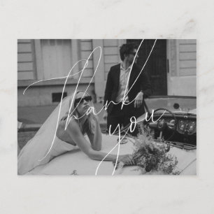 Minimalist Script Wedding Thank You Postcard