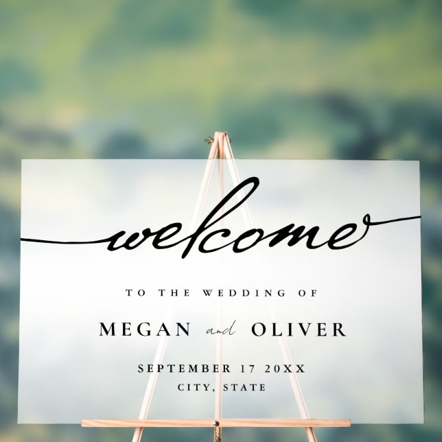 Minimalist Script Wedding Welcome Acrylic Sign (Neutral)