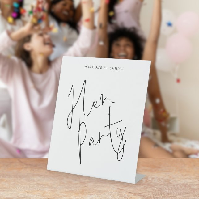 Minimalist Script Welcome to Hen Party Pedestal Sign (Creator Uploaded)