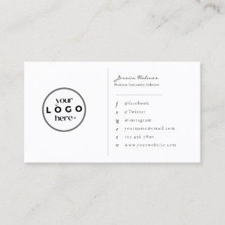 Minimalist Script White Custom Corporate Branding  Business Card