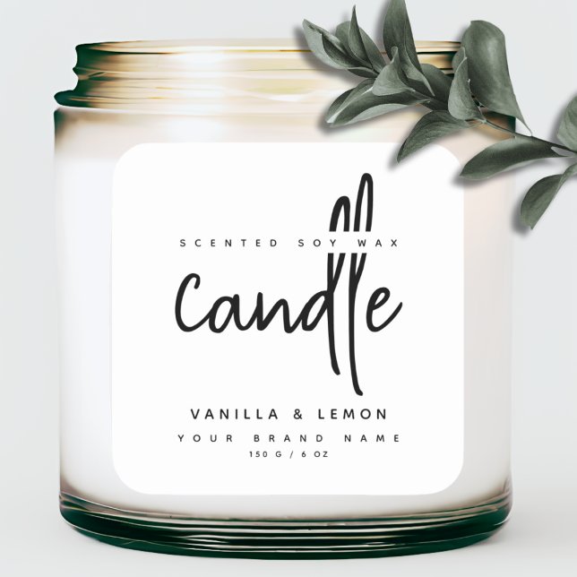 Minimalist script white product label sticker (Creator Uploaded)