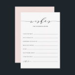 Minimalist Script Wishes for the Bride and Groom Advice Card<br><div class="desc">Minimalist Dainty Script Wishes for the Bride and Groom Card. Modern and elegant wedding well wishes card featuring whimsical script,  classic typography and blush pink back colour. This wedding well wishes card is perfect for any wedding theme. Customise the back by adding a photo or other image.</div>
