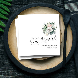 Minimalist Script with Elegant Eucalyptus Wedding Napkin