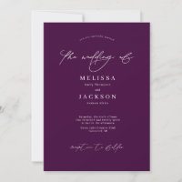 Minimalist scripted Jewel Tone Purple Wedding