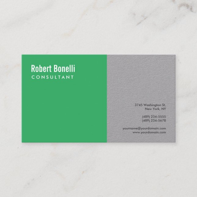 Minimalist Sea Green Grey Modern Custom Business Card (Front)